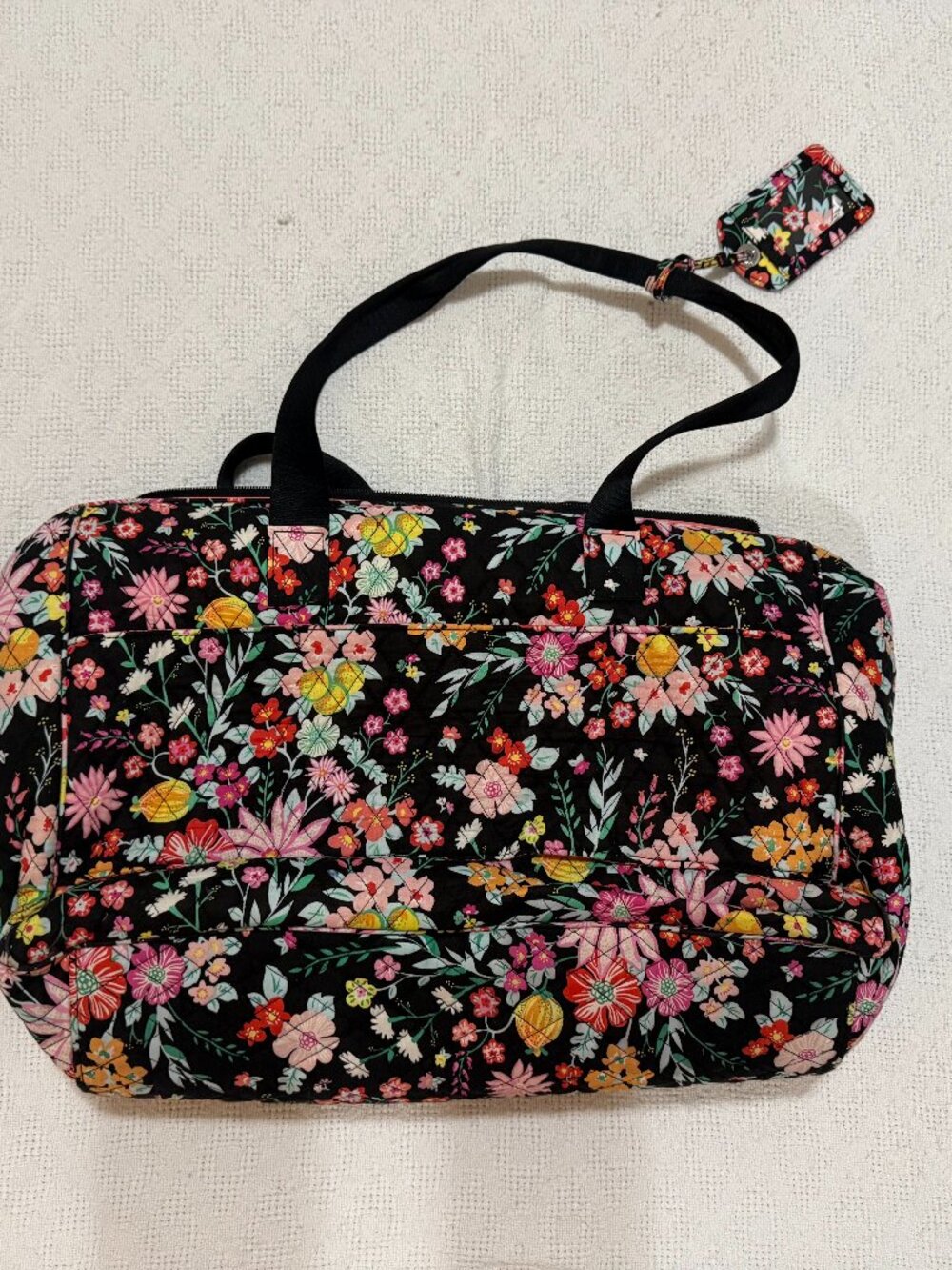 Vera Bradley Black Multicolor Floral Weekender Travel Bag with Luggage Tag - Picture 2 of 5